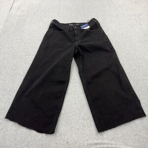 Old Navy Jeans Womens 8 Black Wow High Rise Wide Leg Raw Hem Grunge Goth NEW